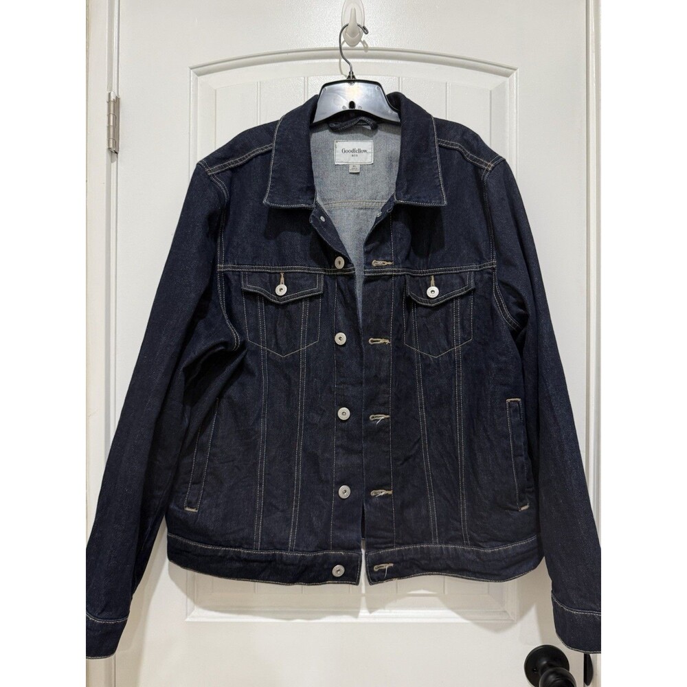 Goodfellow & Co Men's Dark Blue 100% Cotton Trucker Denim Jacket Size XL